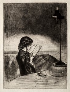 Lezen bij lamplicht door James McNeill Whistler