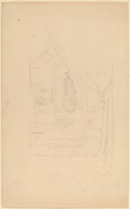 Schets van het portret van mevrouw Godwin toen het hing bij de Society of British Artists door James Abbott McNeill Whistler