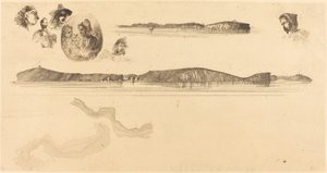 Schetsen op de Kustonderzoek Plaat door James Abbott McNeill Whistler