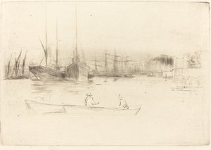 Stoomschepen bij de toren door James Abbott McNeill Whistler