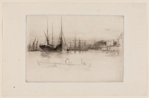 Stoomschepen bij de Toren door James Abbott McNeill Whistler