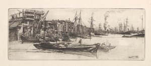 Thames pakhuizen door James Abbott McNeill Whistler