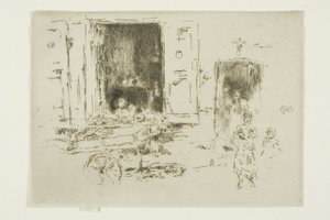 De Kruiwagen - Quartier des Marolles, Brussel door James Abbott McNeill Whistler