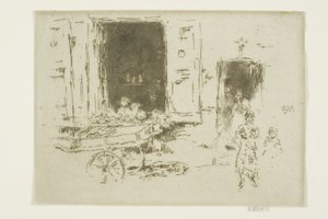De Kruiwagen - Quartier des Marolles, Brussel door James Abbott McNeill Whistler