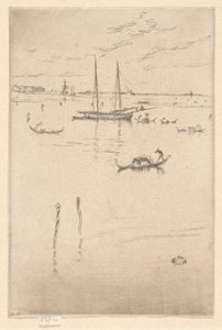 De kleine lagune, uit de Eerste Venetië Set (Venetië, Een serie van twaalf etsen) door James Abbott McNeill Whistler