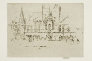De markt, Brugge door James Abbott McNeill Whistler