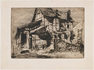 Het Onveilige Huurhuis. Een van de Twaalf Etsen uit de Natuur (De Franse Set) door James Abbott McNeill Whistler