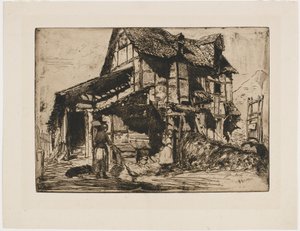 Het onveilige huurhuis. Een van de twaalf etsen uit de natuur. (De Franse set) door James Abbott McNeill Whistler