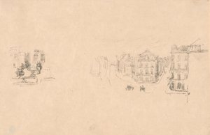 Twee proefschetsen: A. Grande Rue, Dieppe; B. Een interieur door James McNeill Whistler