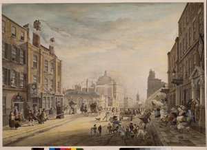 Uitzicht op Hanover Square met Holles Street, Londen, 1773-1791 door James Miller