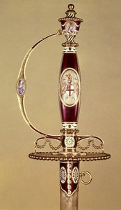 Heft van een zwaard gepresenteerd aan kolonel James Hartley (1745-99) door de Oost-Indische Compagnie, gezet door James Morisset (c.1766-c.1800) c.1780