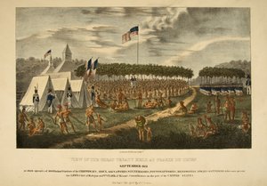 Uitzicht op het Grote Verdrag gehouden in Prarie du Chien, september 1825 door James Otto Lewis