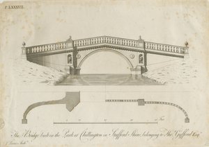 Chillington Park - Brug: gravure, nd [c 1789] door James Paine