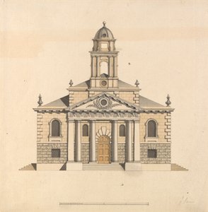 Ontwerp voor een Kerk: Voorgevel van het Westen door James Paine
