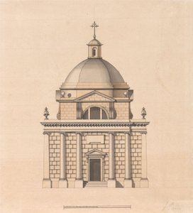 Ontwerp voor een Tempel op een Vierkant Plan en met een Koepel: Elevatie door James Paine