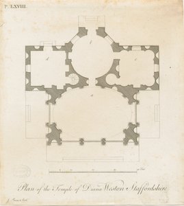 Weston-under-Lizard - De Tempel van Diana: gravure door James Paine