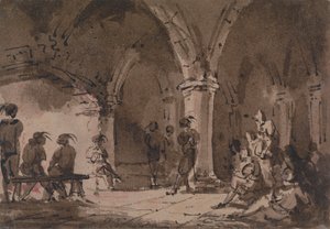Middeleeuwse Figuren in een Crypte