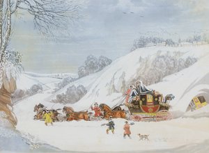 Een Postkoets in Diepe Sneeuw, gegraveerd door George Hunt