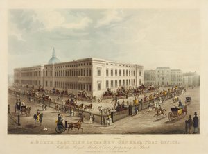 Noordoostelijke aanblik van het nieuwe algemene postkantoor, 1829