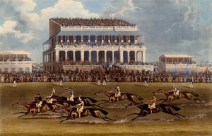 De grote tribune bij Epsom Races, prent gemaakt door Charles Hunt, 1836 door James Pollard
