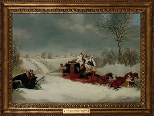 De Liverpool Mail in een sneeuwstorm bij St. Albans, 1837 door James Pollard
