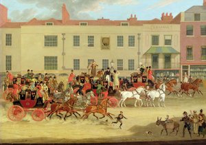 De Noordelijke Postkoetsen bij de Pauw, Islington door James Pollard