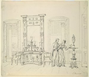 Een Engelse dame en heer in een salon, Calcutta, ca.1830