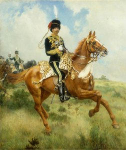 Portret van Kolonel A.G. Lucas, van de Suffolk Yeomanry, te Paard door James Prinsep Beadle