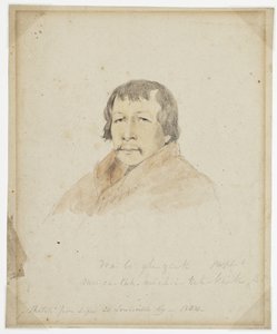 Portret van Black Hawk en Na-Be-Ghi-Zeik door James Reid Lambdin