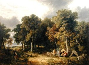 Kampement in een Bosrijk Landschap