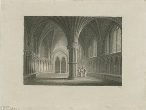 Interieur van de Lichfield Kathedraal - Kapittelhuis (staalgravure)