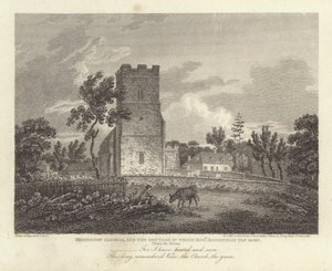 Robert Bloomfield, dichter: Honington Kerk en het Huisje waar Robert Bloomfield werd geboren door James Storer