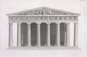 Vooraanzicht van een klassiek gebouw, Volume II, Hoofdstuk I, Plaat III, uit 