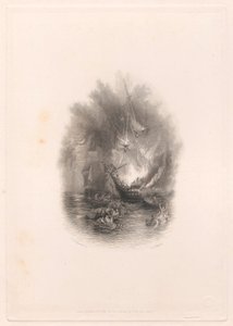 Brand op zee (vignet) door James T. Willmore