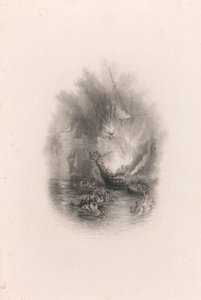 Brand op Zee (vignet) door James T. Willmore