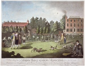 Achteraanzicht van Salvadore House Academy, Tooting, Wandsworth, Londen, 1787 door James Walker