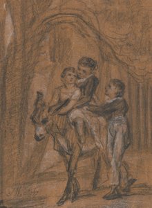 Studie voor het olieverfschilderij "De kinderen van Theophilus Levitt, Esquire. (Dit waren de kinderen van Theophilus Levett uit Staffordshire, een regelmatige beschermheer van Ward). door James Ward