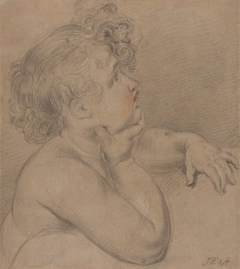 Studie van de natuur, een van de kinderen van Liefde voor de grote afbeelding van de Waterloo Allegorie door James Ward