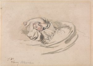 De zoon van de kunstenaar, Henry, slapend