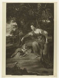 Portret van Elizabeth Montagu en haar zoon George als Diana en Cupido