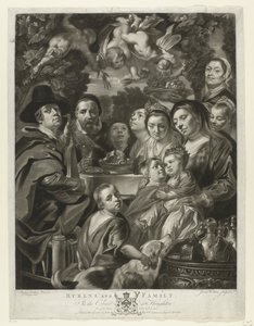 Portret van Jacques Jordaens met zijn ouders, broers en zussen door James Watson (prentmaker)