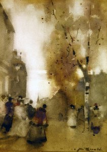 Straatscène met Figuren door James Watterston Herald