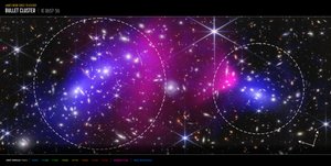 Bullet-cluster (afbeelding van Webb en Chandra Compass) door James Webb Space Telescope (NASA)