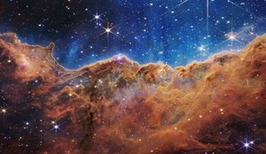 Kosmische Kliffen in de Carina Nevel (NIRCam Beeld)