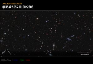 Quasar J0100+2802 (NIRCam Kompasbeeld) door James Webb Space Telescope (NASA)