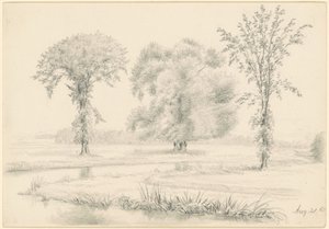 Landschap met drie bomen door James Wells Champney