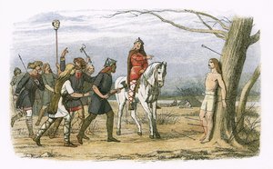 Edmund koning van Oost-Anglia gedood door de Denen