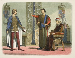 Hendrik VI en de hertogen van York en Somerset, september 1450, uit A Chronicle of England BC 55 to AD 1485, uitgegeven in Londen door James William Edmund Doyle
