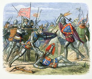Henry V van Engeland aangevallen door de Hertog van Alençon bij de Slag van Agincourt, 1415 door James William Edmund Doyle