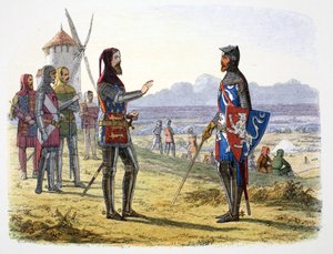 Koning Edward III weigert hulp aan zijn zoon bij de Slag bij Crecy, Frankrijk, 1346, 1864 door James William Edmund Doyle